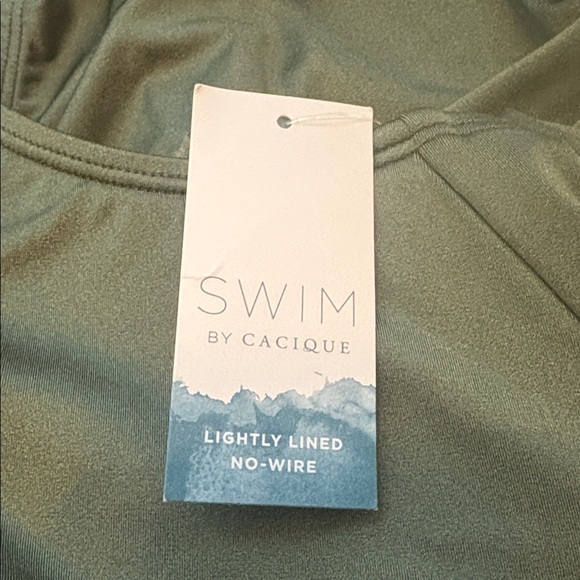 NWT Cacique Swimsuit Lightly Lined No Wire Olive Green Twist Knot One Piece 22 - Picture 9 of 10